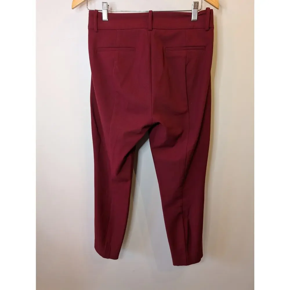 J.Crew Mercantile Burgundy Slim Straight Crop Trousers Sz 6 Ankle Pant